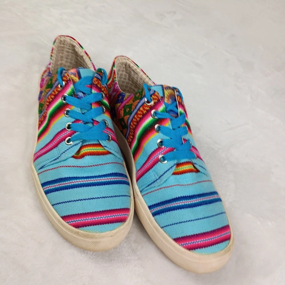 Pacha Mama Sneakers Womens 9 Woven Peruvian Artisan Lace Up Shoes Tribal Western